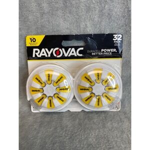 Rayovac Size 10 Hearing Aid Batteries 32 Pack Zinc Air